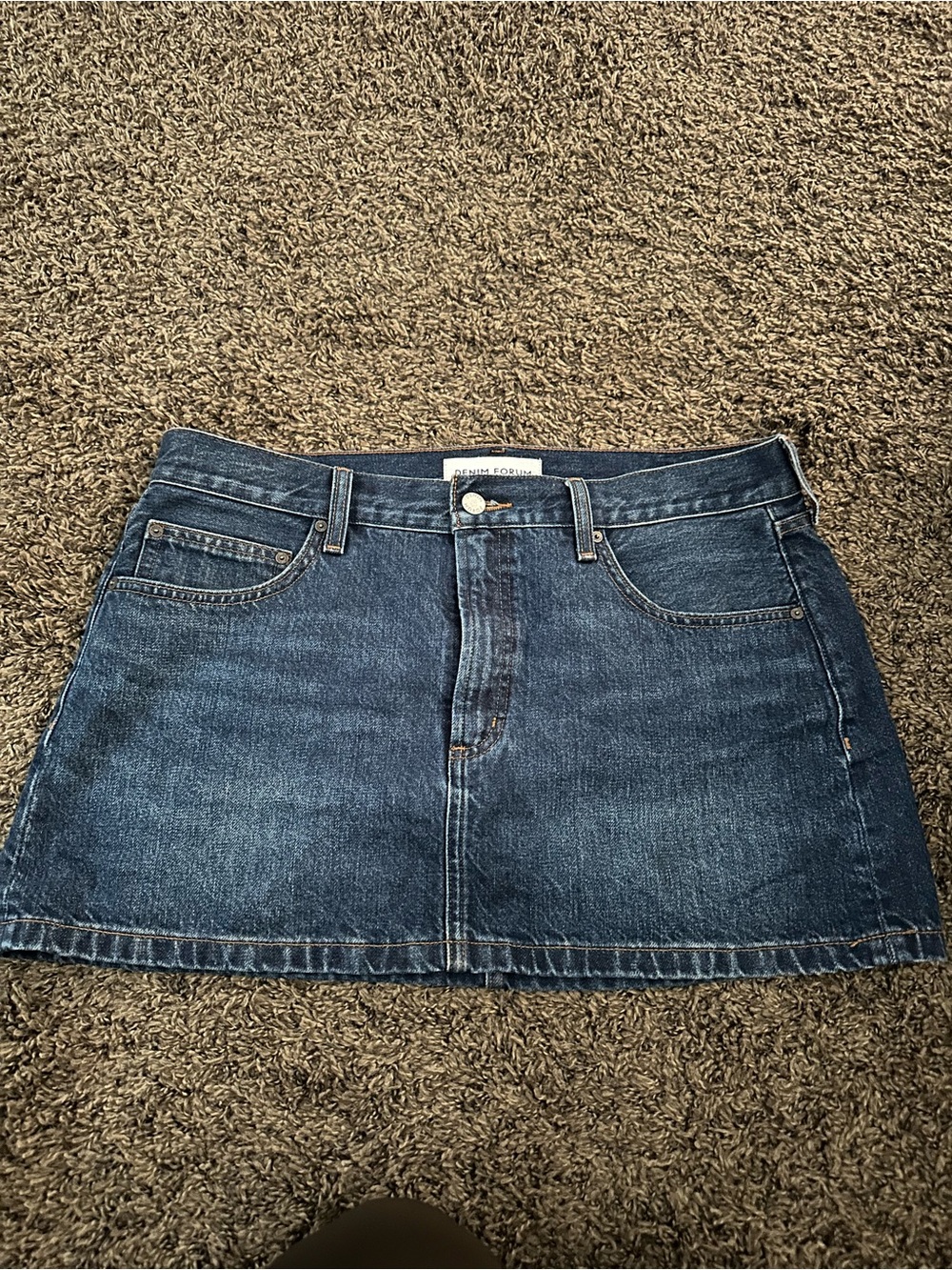 Denim Forum Blue Denim Mini Skirt with Front Button
